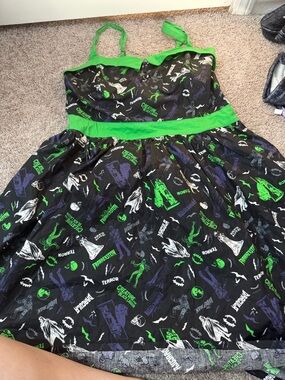Universal Monsters Black Dress with Bright Green Accents